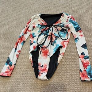 San Lorenzo Floral Long Sleeve Bikini - Black and Multicolor